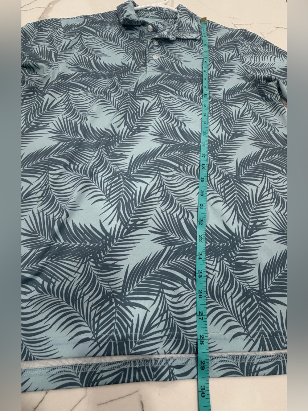 Anchor Boys Palm Leaves Tech Performance Polo Shirt Men's Size M Blue Teal - Picture 6 of 9